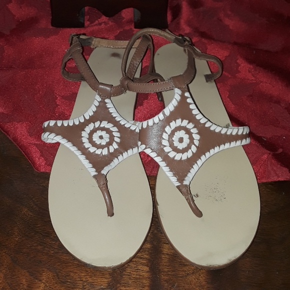 Jack Rogers Maci sandals cognac/bone sz 8M - Picture 1 of 3